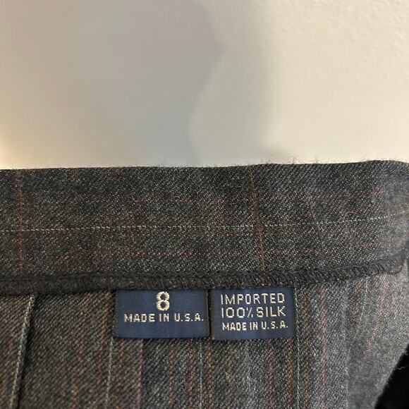 Vintage Gray plaid pleated midi skirt wool/silk zara revolve ralph lauren - Picture 6 of 7